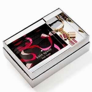 Kate Spade ♠️ Wrapping party Staci Ribbon Card Key fob bag charm box set